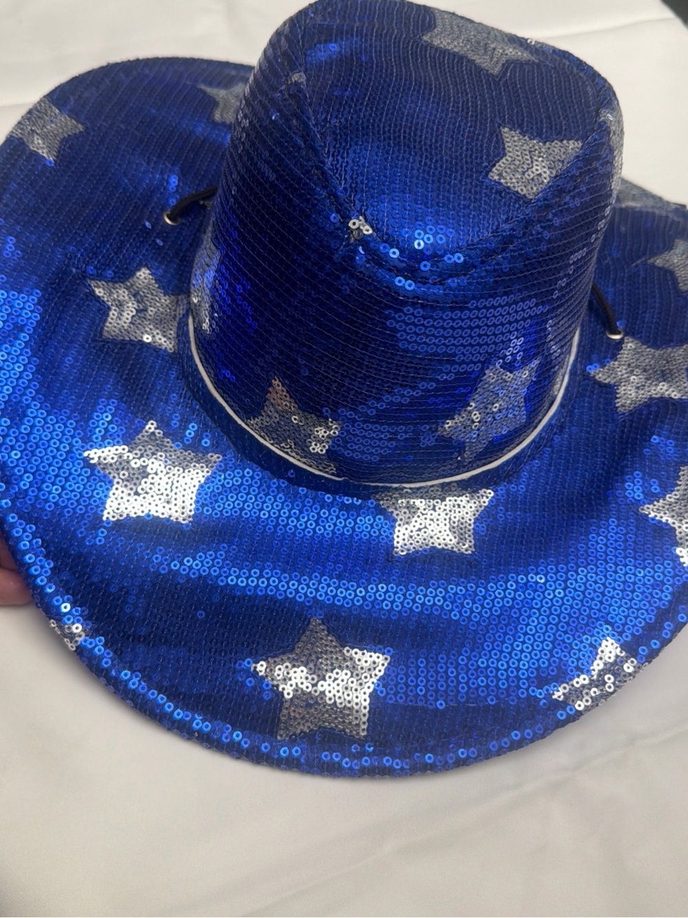 Stars blue sequins Cowboy Hat